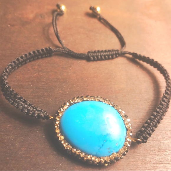Anthropologie Jewelry - NWOT Anthropologie Gem Stone Bracelet Pave Crystal